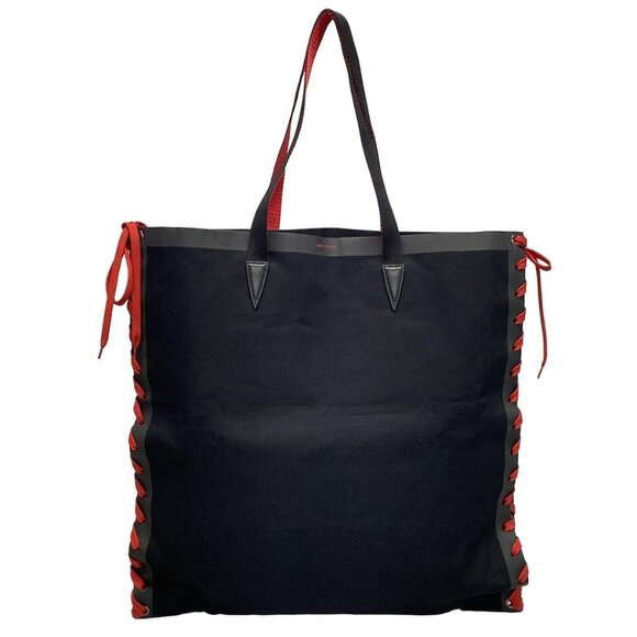 Auth CHRISTIAN LOUBOUTIN Black Red Canvas Tote Bag - Picture 1 of 16